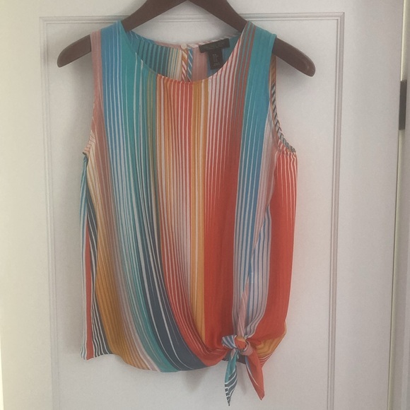 Rachel Zoe striped front side tie sleeveless blouse - Picture 11 of 11